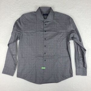 Toscano Shirt Mens Large‎ Dark Gray Heathered Dress Button Up
